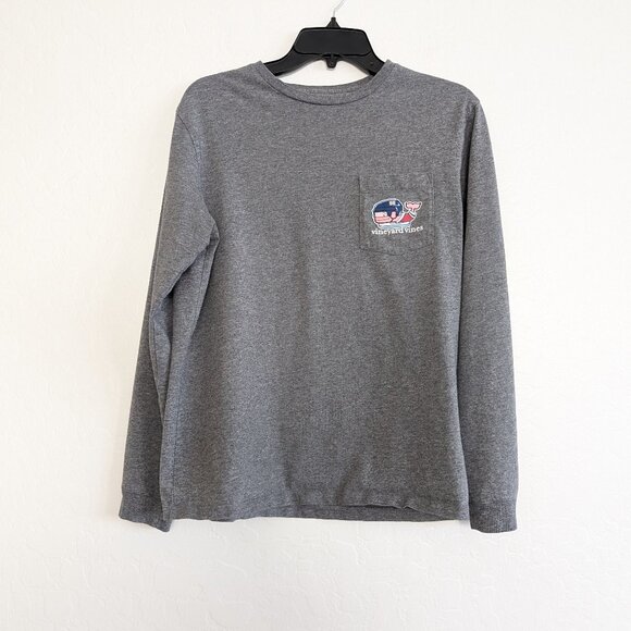 VINEYARD VINES Pullover Men's S Gray T‎ Shirt Graphic Long Sleeve Pocket Whale - Picture 1 of 10